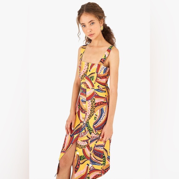 Farm Rio multi banana linen midi dress - Picture 1 of 11
